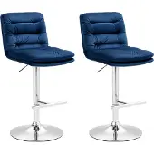 CLP 2er Set Barhocker Damar Samt chrom - creme