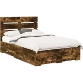 Syfax Bettrahmen Geräucherte Eiche 135 x 190 cm Holzwerkstoff