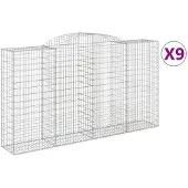 vidaXL Gabionen mit Hochbogen 9 Stk. 300x50x160/180cm Verzinktes Eisen
