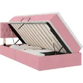 Syfax Aufbewahrungsbett mit Matratze Rosa 100 x 200 cm Samt