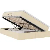 Syfax Aufbewahrungsbett mit Matratze Creme 140 x 200 cm Polyester