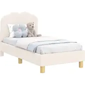 Syfax Kinderbettgestell mit Kopfteil Creme 70 x 140 cm Schafstoff