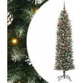 Syfax Künstlicher schlanker Weihnachtsbaum Grün und Weiß 210 cm
