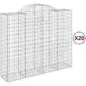 vidaXL Gabionen mit Hochbogen 20Stk. 200x50x160/180cm Verzinktes Eisen