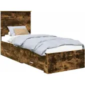 Syfax Bettrahmen Rauchige Eiche und Silber 70 x 190 cm Holzwerkstoff