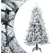 Syfax Künstlicher Scharnier-Weihnachtsbaum schneebedeckt Weiß 150 cm