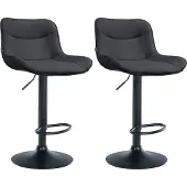 CLP 2er Set Barhocker Vonore Kunstleder schwarz - schwarz