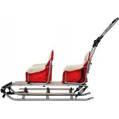 Sonstiges Doppelschlitten mit Winterfußsack Schlitten Holzschlitten mit Rückenlehne Holz; Rot