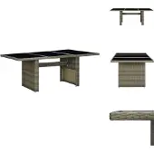vidaXL Gartentisch Braun Poly Rattan und Hartglas - Gartentische