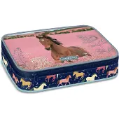ARS UNA Schule Federmäppchen Wild and Free - Pferd, rosa-blau-braun, für Mädchen