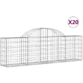 vidaXL Gabionen mit Hochbogen 20 Stk. 200x30x60/80 cm Verzinktes Eisen