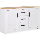Homestyle4u Kommode Sideboard Eiche Matt Weiß Holz Massiv Schrank Mit Schubladen Highboard Anrichte