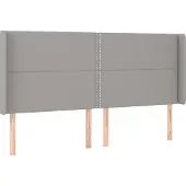 Syfax Kopfteil mit Ohren Hellgrau 203x16x118/128 cm Stoff