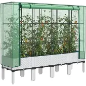 vidaXL Möbel Hochbeet mit Gewächshaus-Aufsatz Rattan-Optik 160x40x140 cm - Beete 4015849