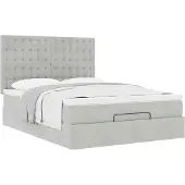 Syfax Ottoman-Bett mit Matratzen Hellgrau 140x190 cm Samt