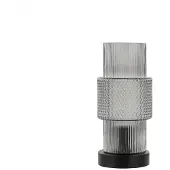 HOME DELUXE Kleine Tischlampe aus Glas YUKI - Rauchgrau | Tischleuchte Schreibtischlampe Nachttischlampe