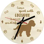 Art-Dog Cockapoo - Uhr mit Hund, Holzuhr mit Gravur, personalisierte Uhr von