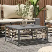 vidaXL "2026 Promotion" Gartentisch Anthrazit 70x70x34 cm Poly Rattan - Gartenstühle CC22188