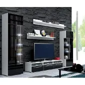 AEA Wohnwand Wandregale Komplett Wohnzimmer TV-Lowboard Vitrine Set 5tlg