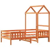 Syfax Massivholzbett mit Dach Wachsbraun 80x200 cm Kiefer
