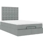 Syfax Ottoman-Bett mit Matratze Hellgrau 120x190 cm Stoff