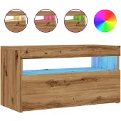 vidaXL TV-Schrank mit LED-Leuchten Artisan-Eiche 75x35x40 cm