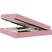Syfax Aufbewahrungsbett mit Matratze Rosa 200 x 200 cm Samt