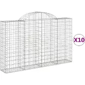 vidaXL Gabionen mit Hochbogen 10Stk. 200x30x120/140cm Verzinktes Eisen