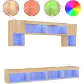 Syfax 6-tlg. Wohnwand mit LED-Beleuchtung Sonoma-Eiche Holzwerkstoff