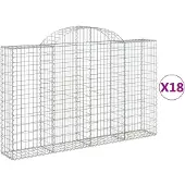 vidaXL Gabionen mit Hochbogen 18Stk. 200x30x120/140cm Verzinktes Eisen