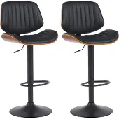 CLP 2er Set Barhocker Clawson Kunstleder chrom - walnuss/schwarz