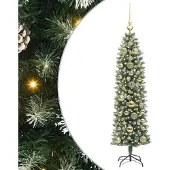 Syfax Künstlicher schlanker Weihnachtsbaum Grün und Weiß 150 cm
