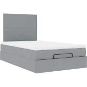 Syfax Ottoman-Bett mit Matratze Hellgrau 120x190 cm Stoff