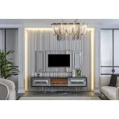 Xl Moebel Gmbh Luxus Wohnwand TV-Ständer TV Rahmen Komplett Wohnzimmermöbel silber