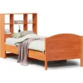 Syfax Massivholzbett mit Regal ohne Matratze Wachsbraun 75x190 cm
