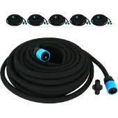 BURI 6x Perlschlauch schwarz 15m Bewässerungsschlauch mit Anschlussarmatur Tropfschlauch Gartenschlauch Perlregner
