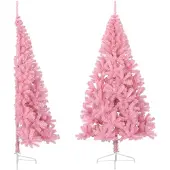 Syfax Künstlicher Halb-Weihnachtsbaum mit Ständer Rosa 210 cm PVC