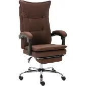 Syfax Bürostuhl Braun Stoff ergonomisch, mit Liegefunktion, Fußstütze, höhenverstellbar, neigbar, 64x68x113-120 cm