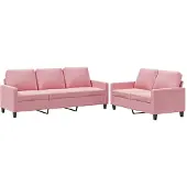 vidaXL 2-tlg. Sofagarnitur mit Kissen Rosa Samt
