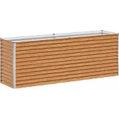 Syfax Hochbeet Hellbraun 195 x 50 x 68 cm Verzinkter Stahl