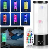 Jiubiaz LED Quallen Nachtlichter Wassertank Lava Lampe RGB Quallenlampe Schlafzimmer Künstliche