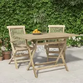 ZMH Gartentisch Klappbar Grau 120x70x75 cm Massivholz Teak