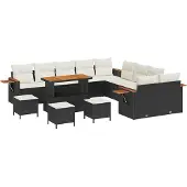 vidaXL Gartensofa-set 18 stk. 11-Sitzanzahl Schwarz und Creme
