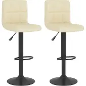 vidaXL Barhocker 2 Stk. Creme Stoff