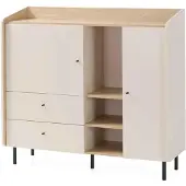 Beautysofa Kommode ALEX mit 2 Türen & 2 Schubladen & Einlegeböden, Sandbeige