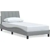 Syfax Bettgestell ohne Matratze "Hanko" Hellgrau 90x200 cm Stoff