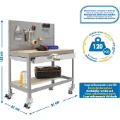 Simon Rack SIMONWORK MOBILE BT2 BOX 900 CINZA/MADEIRA Metallwerkbank