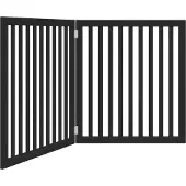 Syfax 2-tlg. Hundetor Faltbar Schwarz 160 cm Pappelholz