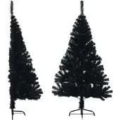 Syfax Künstlicher Halb-Weihnachtsbaum mit Ständer Schwarz 150 cm PVC