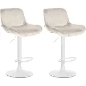 CLP 2er Set Barhocker Solon Weiß Samt - creme